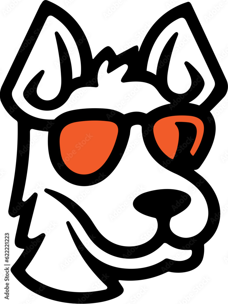 Dog Head with Glasses Logo Illustration Dog Head with Glasses Logo Illustration