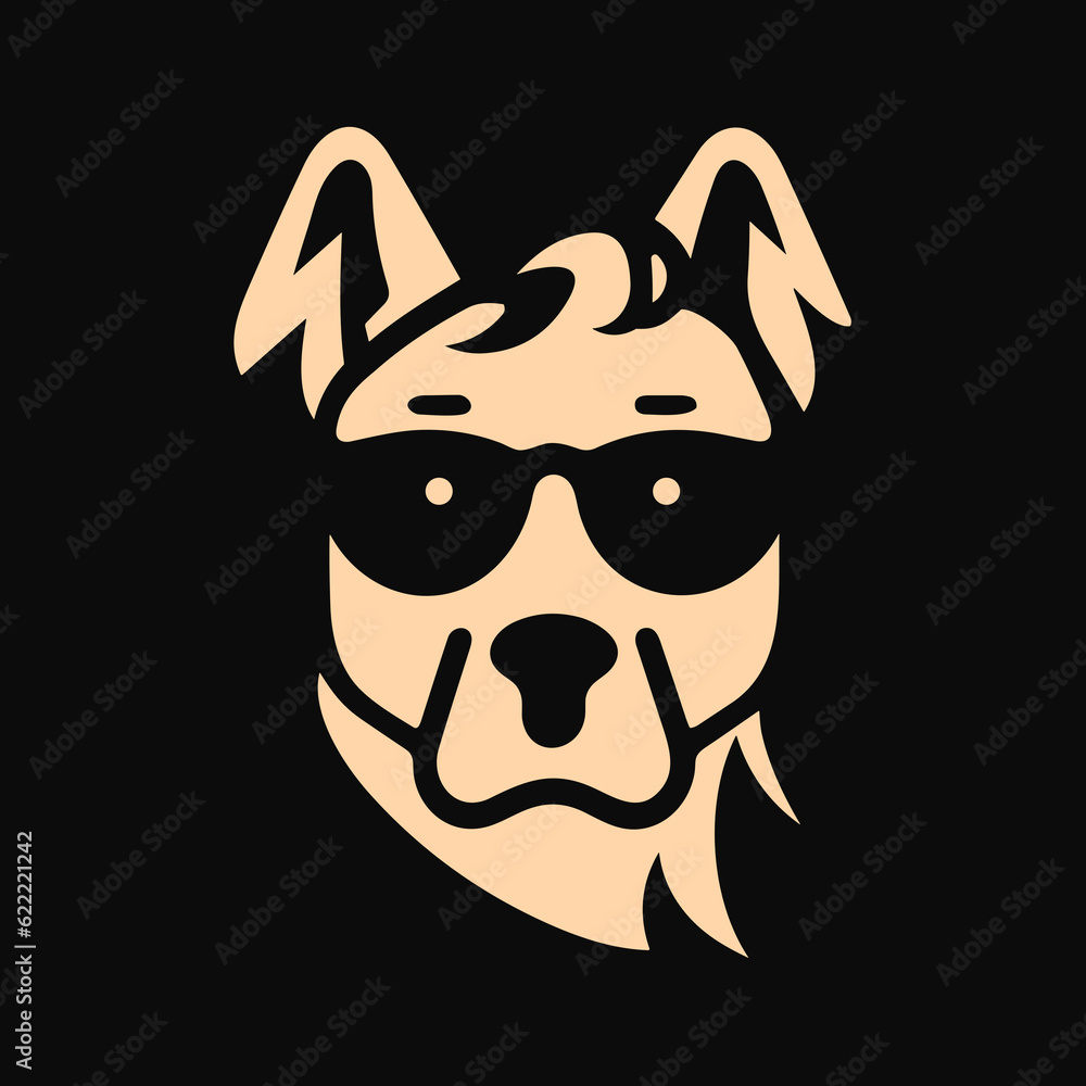 Dog Head with Glasses Logo Illustration Dog Head with Glasses Logo Illustration