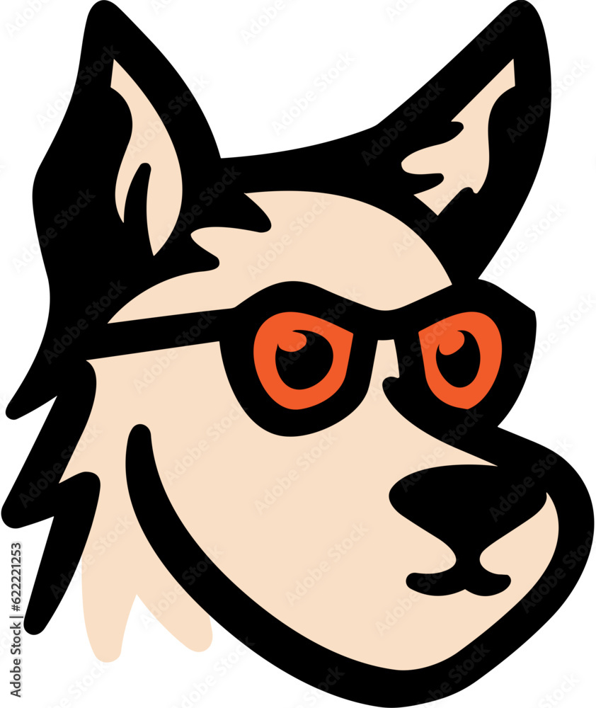 Dog Head with Glasses Logo Illustration Dog Head with Glasses Logo Illustration