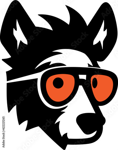 Fototapeta Naklejka Na Ścianę i Meble -  Dog Head with Glasses Logo Illustration