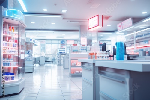  Blurred Interior Of Drugstore  Generative AI.