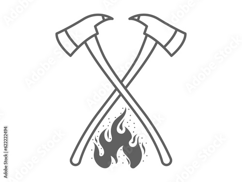 firefighter symbol icon illustration, crossed ax icon