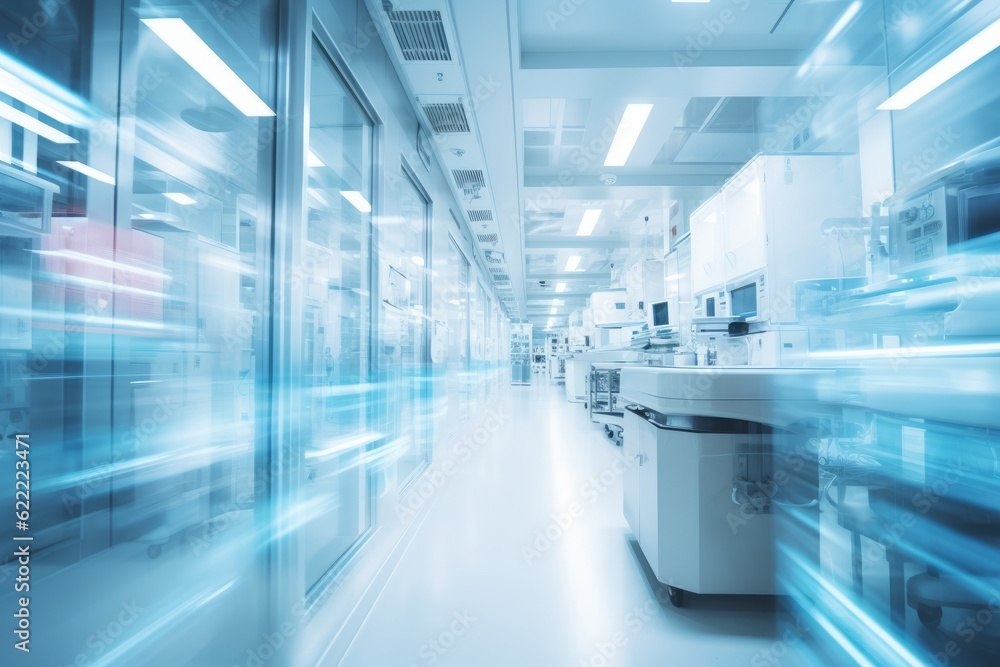 Blurred Interior Of Hospital Labs, Generative AI Blurred Interior Of Hospital Labs, Generative AI
