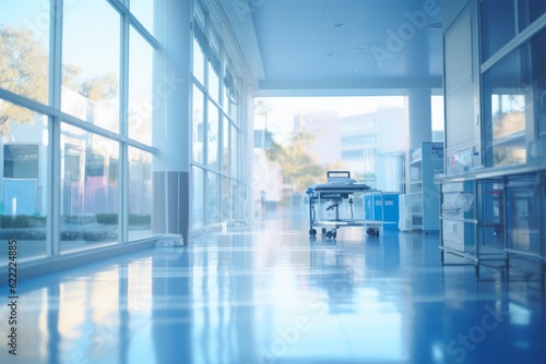  Blurred Interior Of Kids Hospital Bedroom, Generative AI