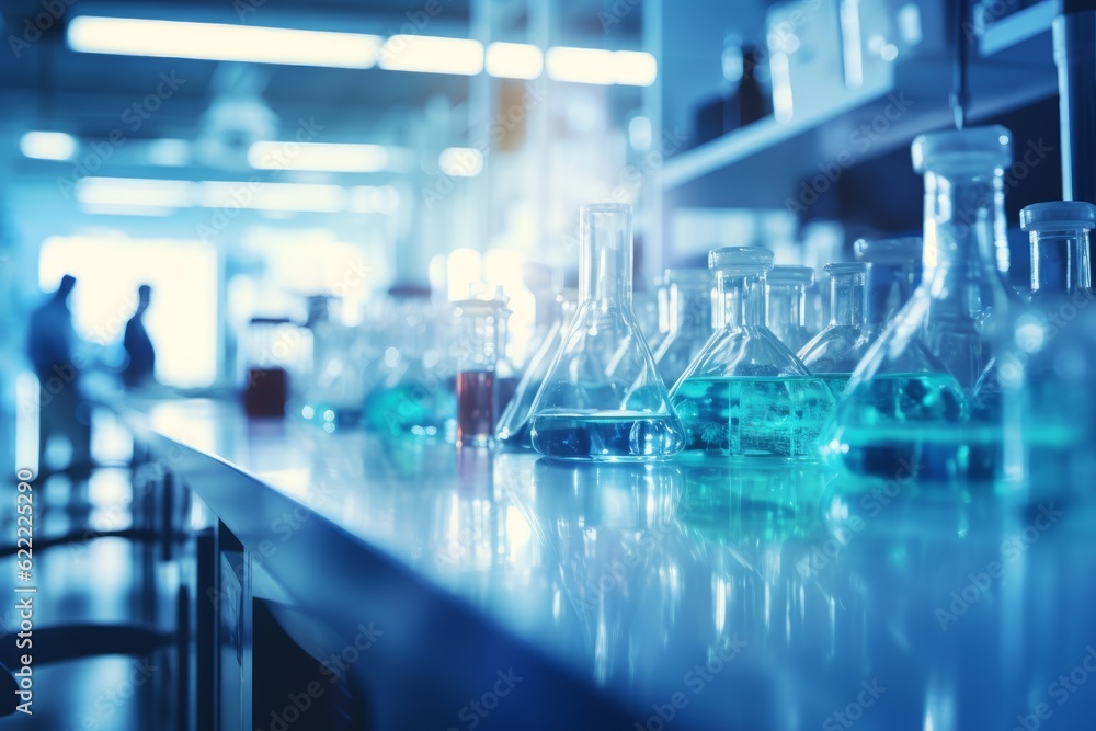 Blurred Interior Of Scientists Working At The Laboratory, Generative A Blurred Interior Of Scientists Working At The Laboratory, Generative A