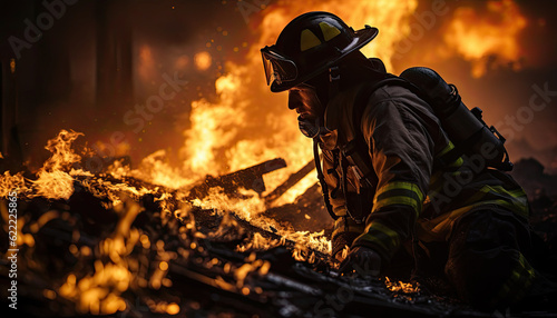  firefighters embody bravery and selflessness as they battle to protect lives and property.ai generative