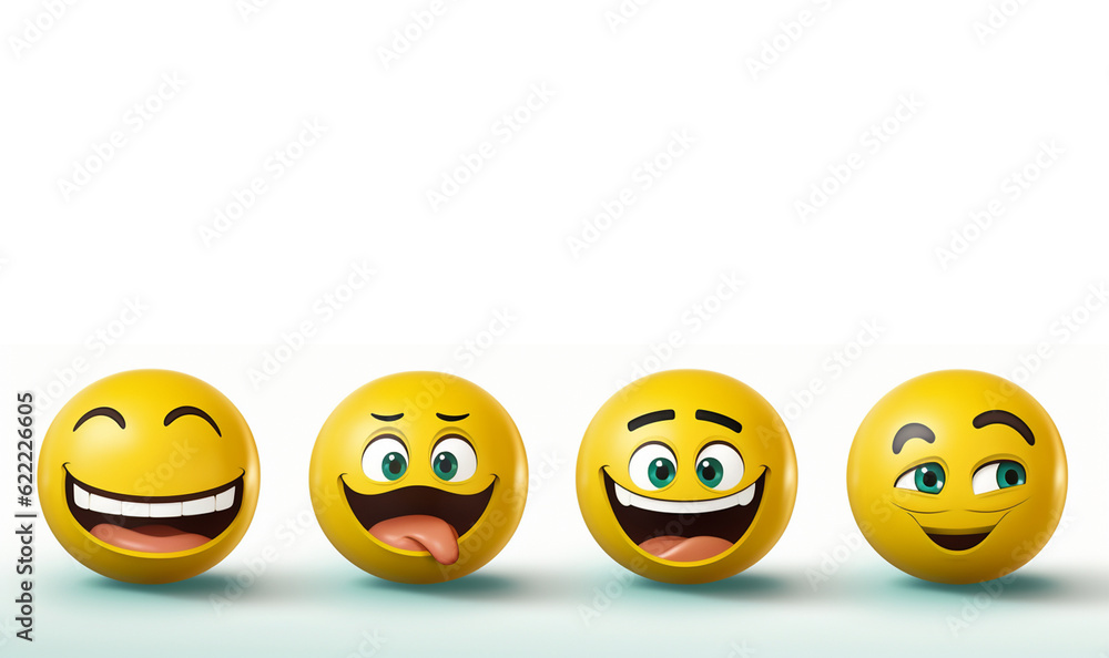 Emoji set.Smiley background with yellow funny smileys or emoticons and empty blank space for text, Cute facial expressions Emoji set.Smiley background with yellow funny smileys or emoticons and empty blank space for text, Cute facial expressions