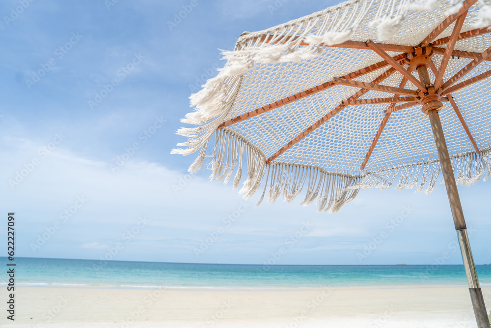 Beach umbrellas with perfect blue sky Beach umbrellas with perfect blue sky
