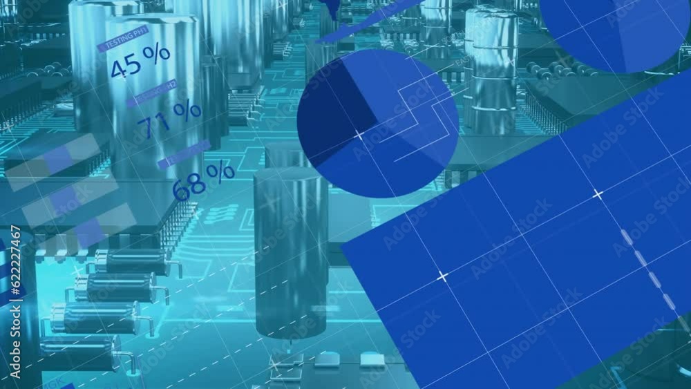 Animation of data processing over computer circuit board