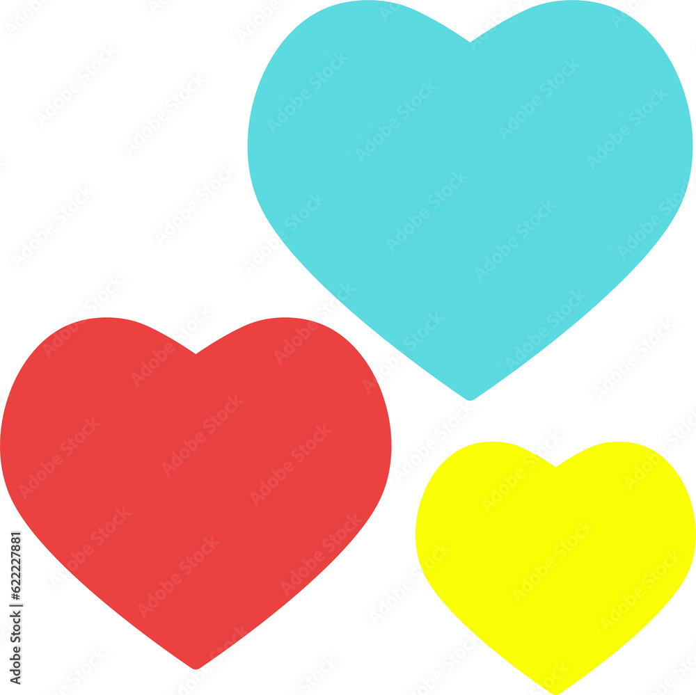 blue, red and yellow hearts blue, red and yellow hearts