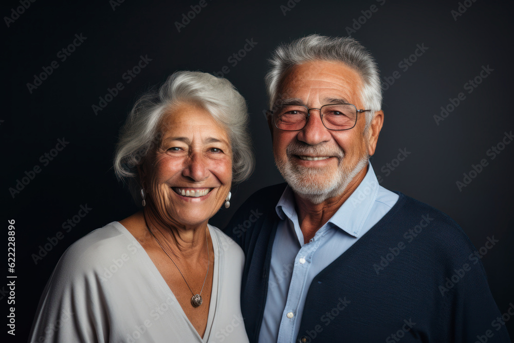 Portrait of senior couple at studio. AI Generative Portrait of senior couple at studio. AI Generative