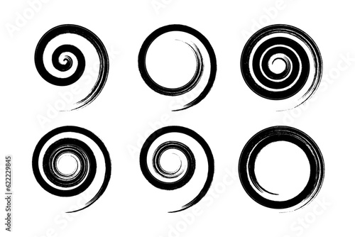 Obraz na plátně Set of Spiral Design Elements. Abstract Swirl Icons.