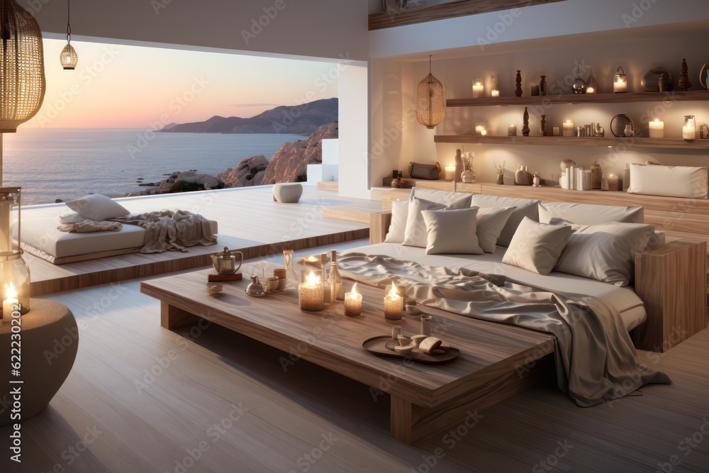 Mediterranean luxurious indoor outdoor area in a Greek Island Paradise ...
