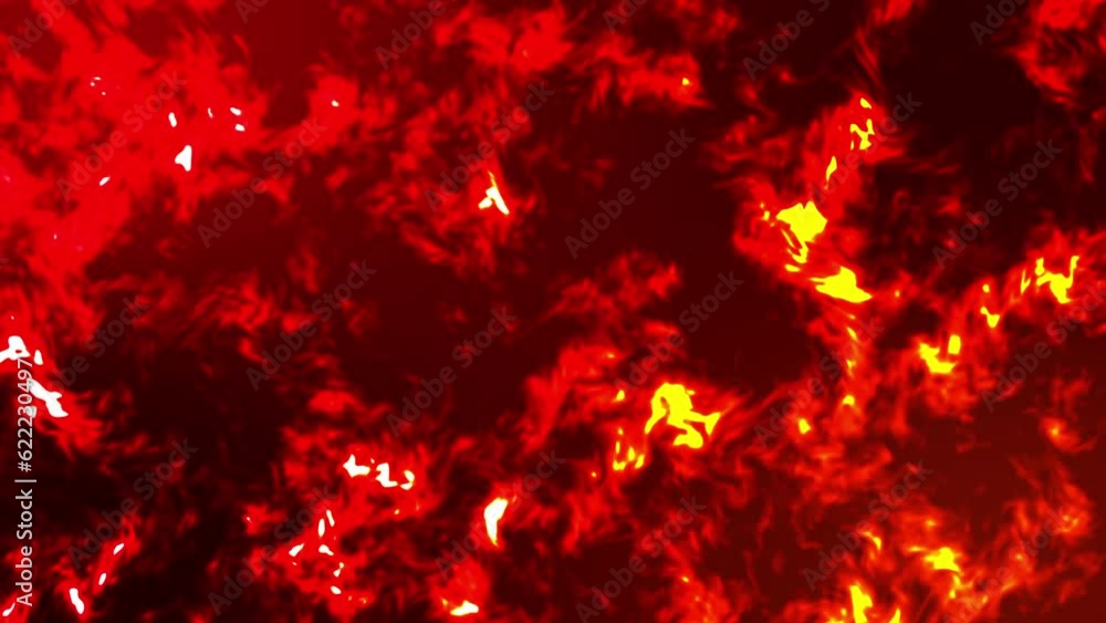 Fire wall in slow motion in red color with a seamless loop of a wall of