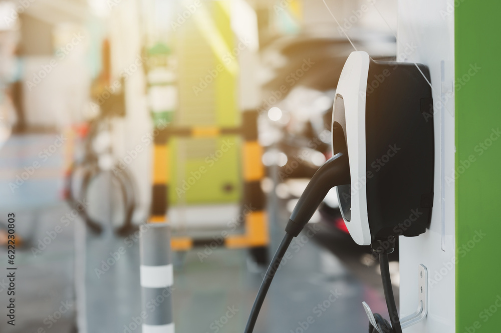 Electric car charging station. Hybrid car Electric charger station in