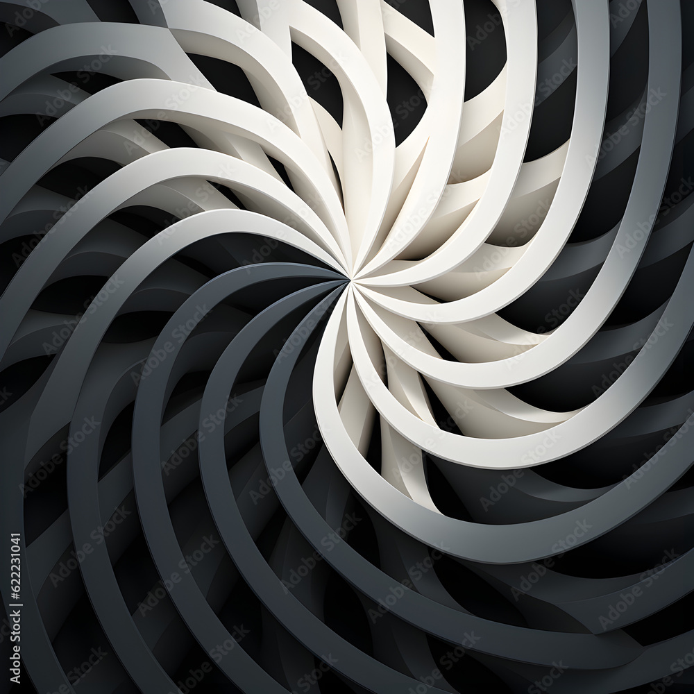 custom made wallpaper toronto digitalPicture a simple, elegant fractal pattern, composed of a repeating geometric shape that adds depth and complexity. A minimalist, modern style in a monochromatic black and white palette.