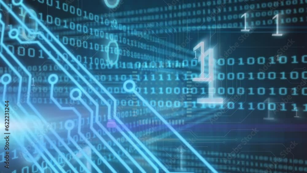 Animation of binary coding and data processing Animation of binary coding and data processing