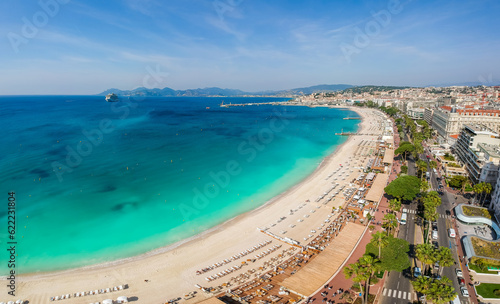 Panorama Cannes and Croisette beach, Cote d'Azur, France, South Europe photo