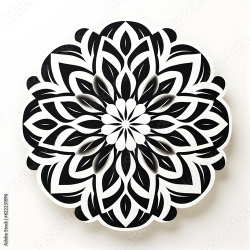 Wallpaper Mural Behold a simple, elegant mandala, crafted from concentric circles of unique geometric patterns. Its minimalist black and white palette shines in bright light, enhancing its sharp lines. Torontodigital.ca