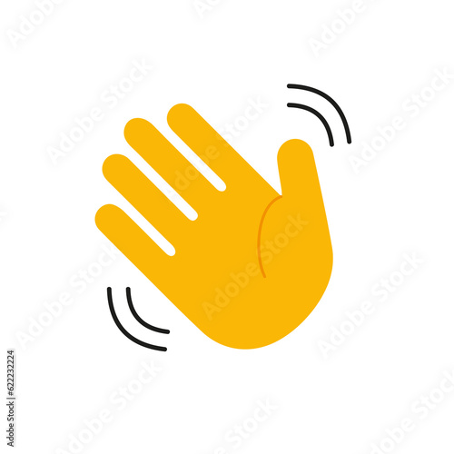 Waving hand isolated on white background. A sign of greeting or goodbye. 