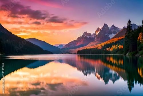 sunrise over the lake generated ai © kashif 2158