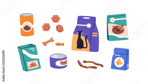 Print op canvas Pets food in packages set