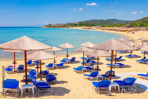 Beach Ammolofoi near Kavala, Macedonia, Greece, Europe. Clear water photo