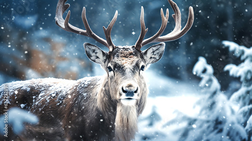 majestic reindeer in snow