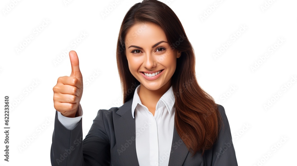 businesswoman shows her thumbs up businesswoman shows her thumbs up