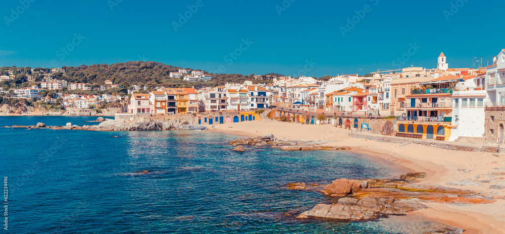 Calella de Palafrugell old town and beach, Catalonia, Spain, Europe