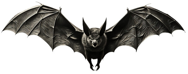 Bat in flight. Wing flap. Isolated transparent background