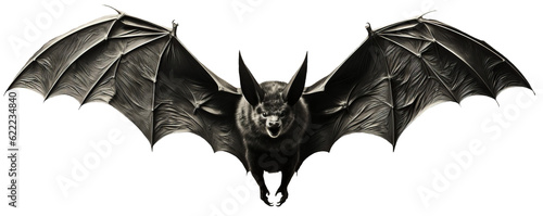 Bat in flight. Wing flap. Isolated transparent background. Generative Ai photo