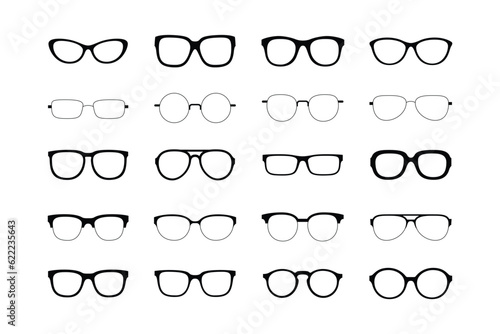 set of sunglasses vector line illustration