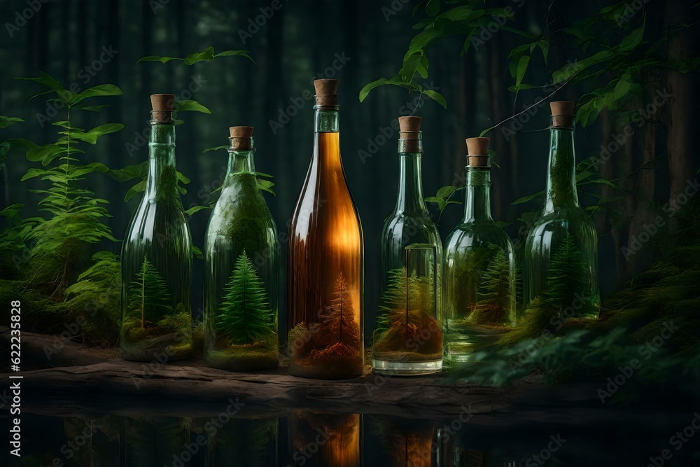 wine bottle and glass wallpaper and background generated by AI