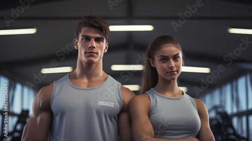 Together in fitness: Two young athletes embracing a healthy lifestyle, generative ai