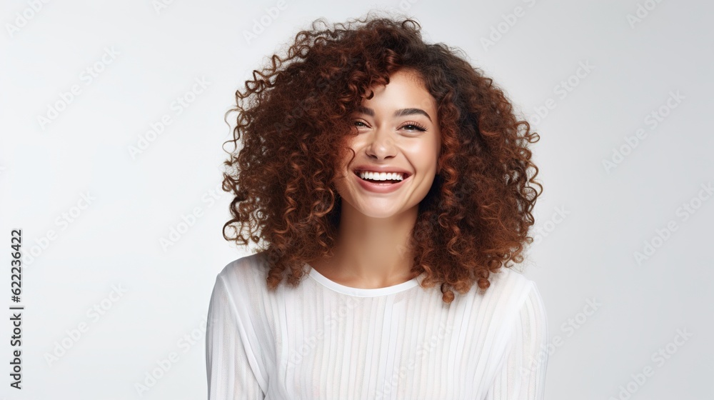 portrait of a smiling woman on white portrait of a smiling woman on white