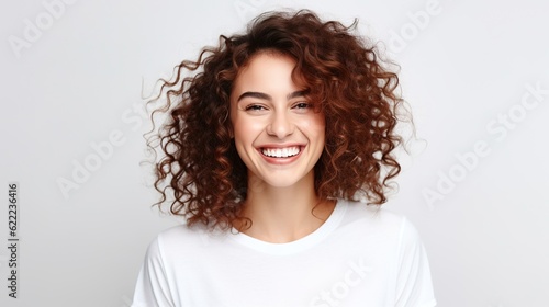 portrait of a smiling woman on white 