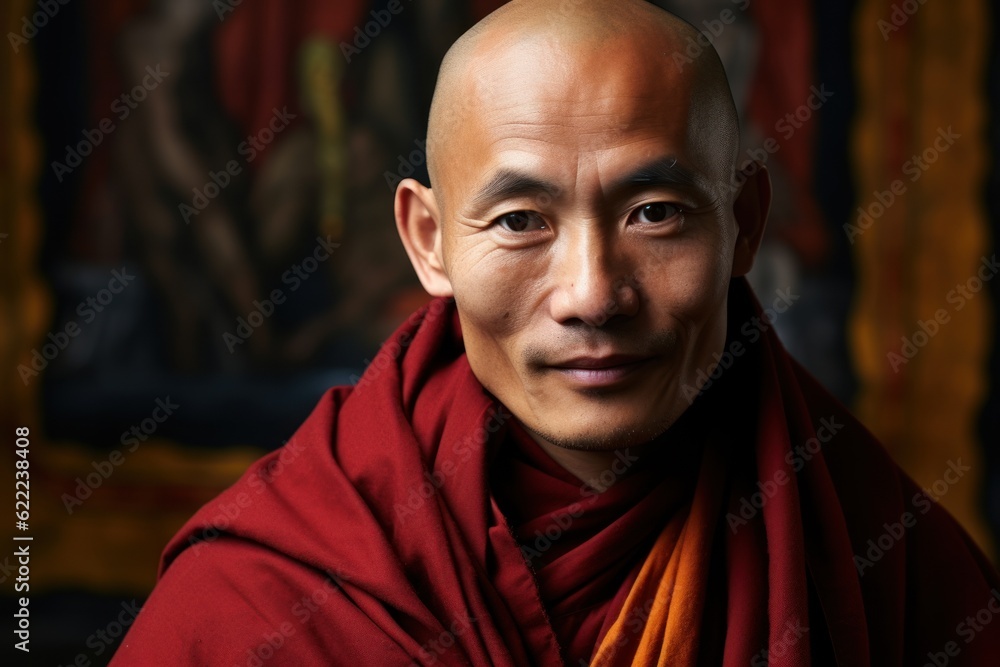Close-up photo of a Tibetan monk