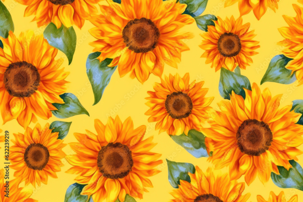 Sunflower Kaleidoscope Pattern. Generative AI Sunflower Kaleidoscope Pattern. Generative AI