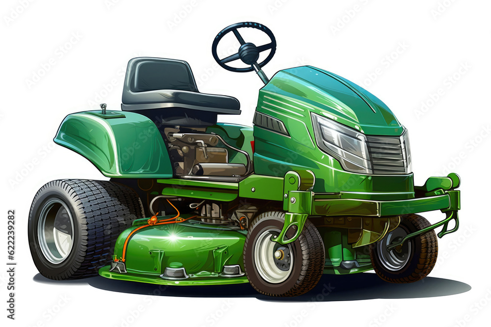 Sleek lawnmower isolated on a white canvas. Generative AI Sleek lawnmower isolated on a white canvas. Generative AI