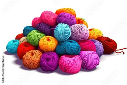 Variety of Yarns Isolated on a White Background. Generative AI