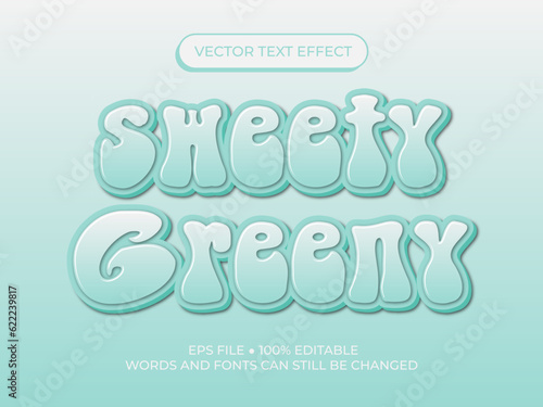 Vector sweety greeny editable text effect font