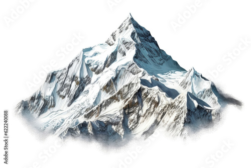 Breathtaking Mountain Landscape Covered in Glistening Snow. Generative AI © Andrii 