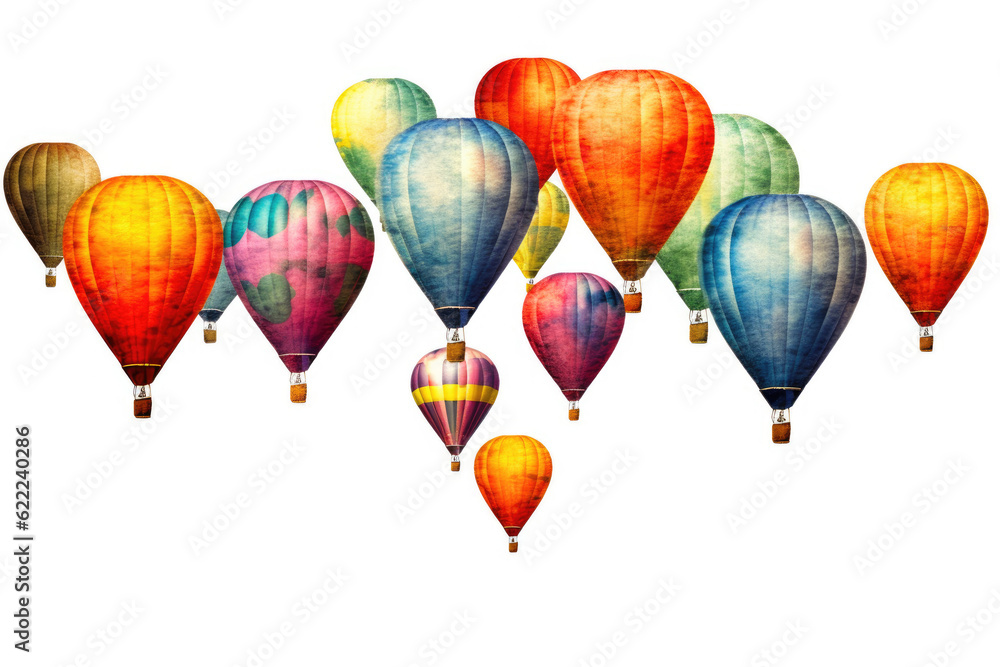 Balloons Floating Isolated on White. Generative AI