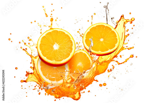 Orange slices in water splash