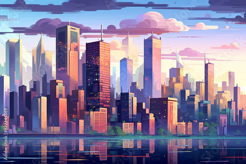  fantasy city skyline, Generative AI