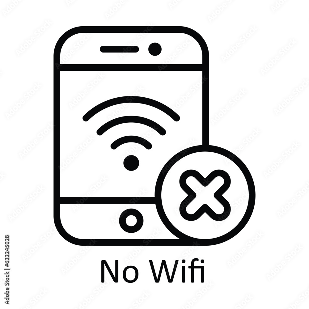 No Wifi Vector  outline Icon Design illustration. User interface Symbol on White background EPS 10 File