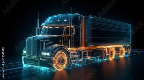 Futuristic truck with trailer scene