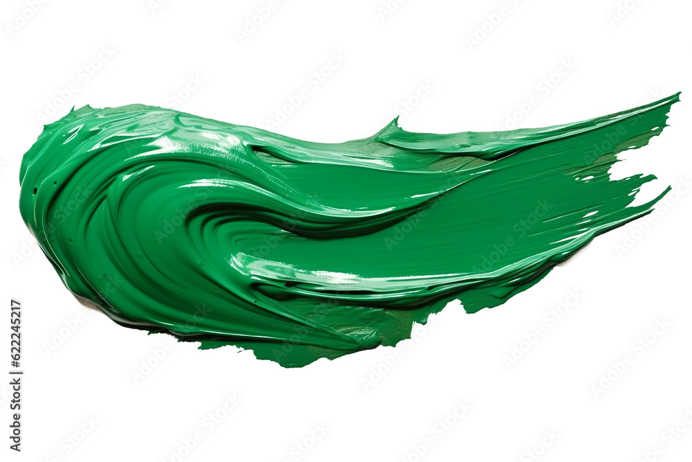 Emerald green paint brushstroke. transparent background
