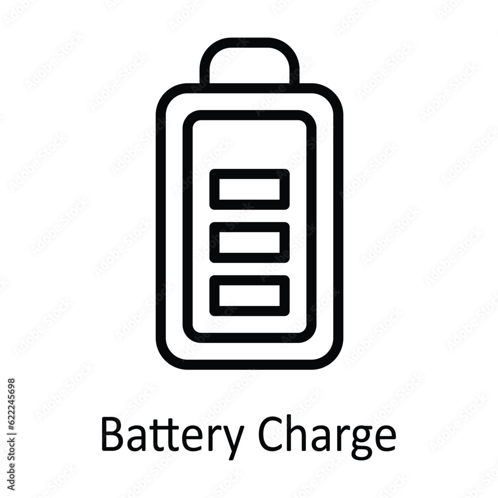 Battery Charge Vector outline Icon Design illustration. User interface Symbol on White background EPS 10 File Battery Charge Vector outline Icon Design illustration. User interface Symbol on White background EPS 10 File